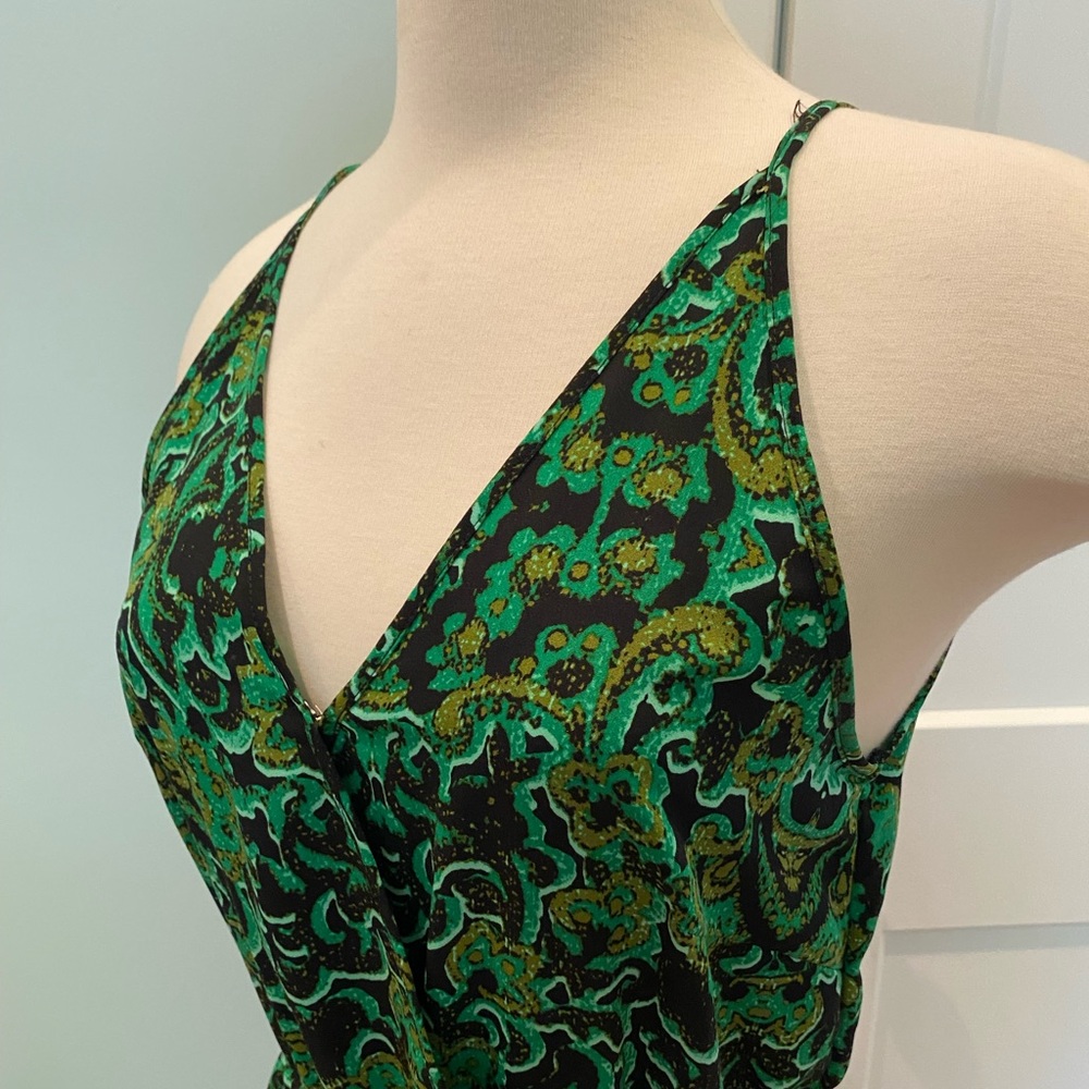 H&M Conscious Wide-Leg Vibrant Green Printed Jumpsuit - sz 6 - Picture 3 of 8